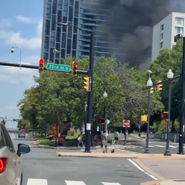 An Amazon delivery van has reportedly exploded in front of a building in Arlington, Washington, DC