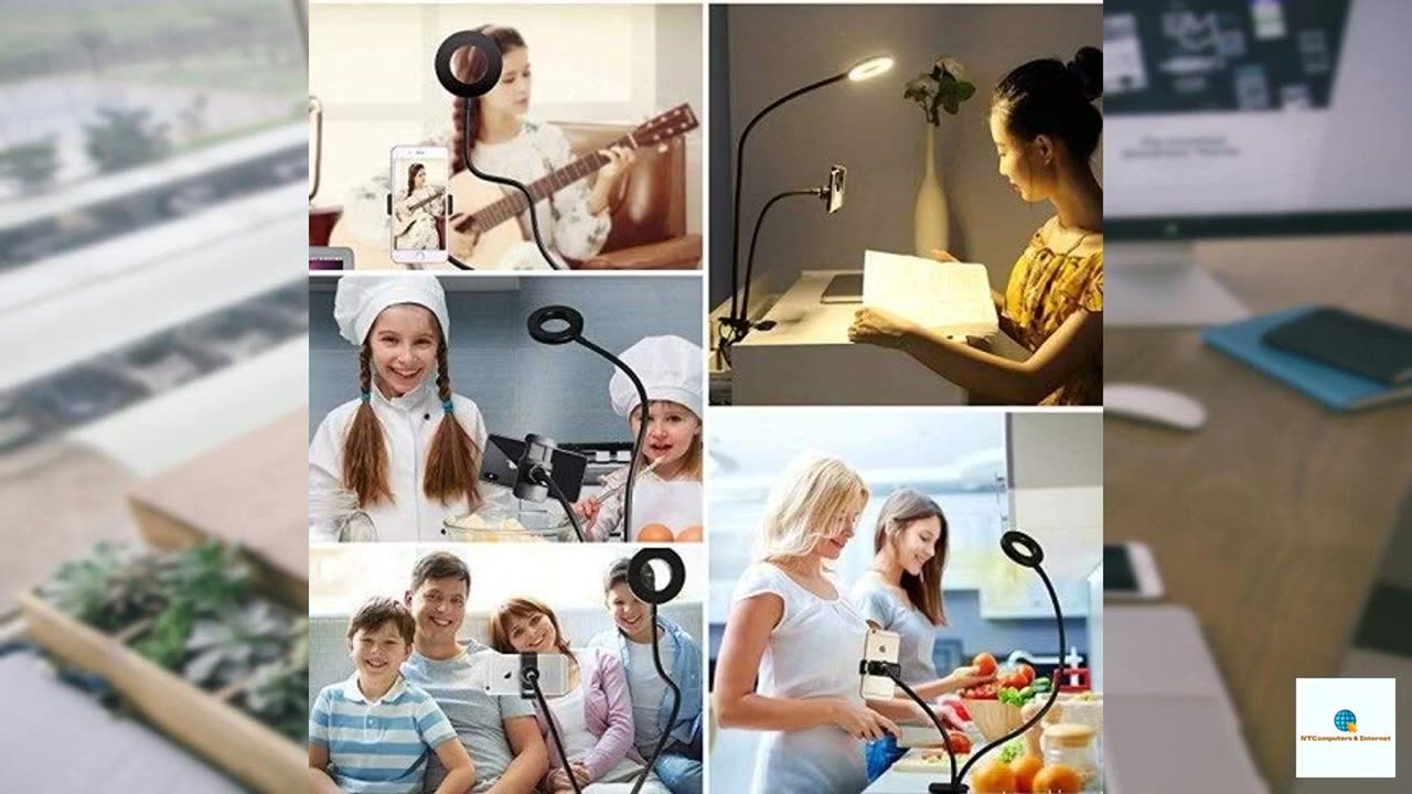 Webcam Light Stand for Live Stream, Selfie Ring Light with Webcam Mount for Logitech C925e