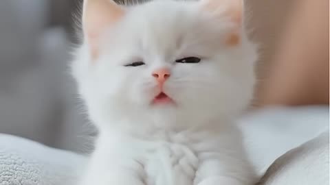 A white baby cat!! 😍 #cat #cute #lipsync #kitten #catlover