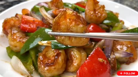 Shrimp and pepper stir fry | shrimp stir fry with vegetables recipe 😋 🥰