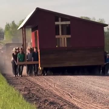 50 Amish Men and Boys Move a Barn Over a Mile on a Dirt Road in Pennsylvania