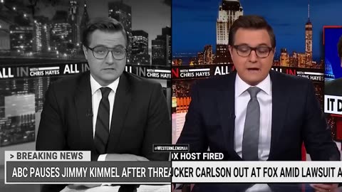 Chris Hayes says "it’s WRONG Jimmy Kimmel got fired" BUT 'It’s RIGHT Tucker Carlson got fired.'