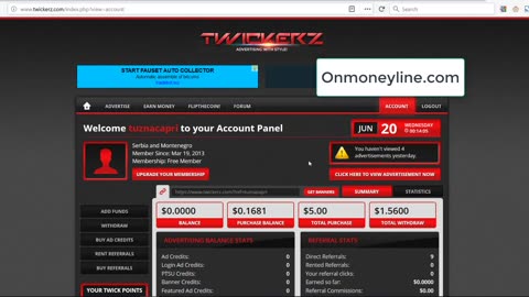 Twickerz Review - Earn Online with PTC - Onmoneyline