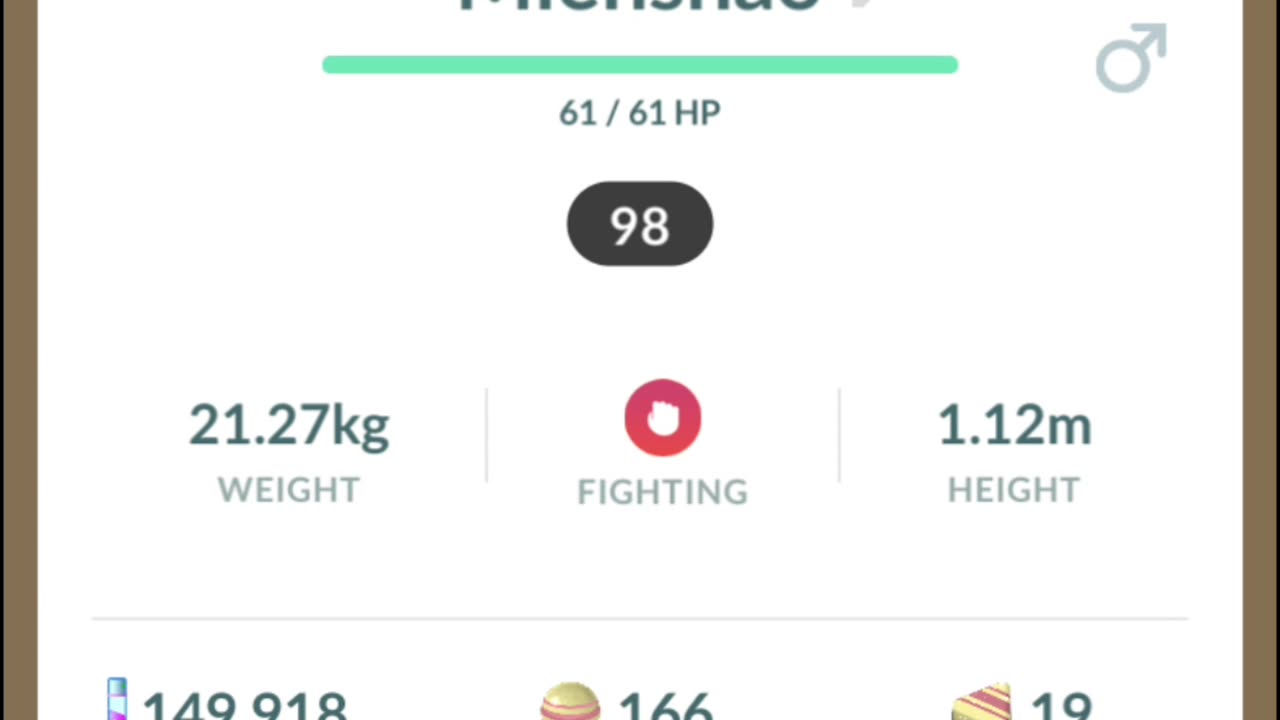Pokemon Go Evolution - 98% iV Mienfoo ➡️ Mienshao