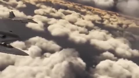 F-15s FLY IN GROUPS WITH SPIRIT BOMBERS.