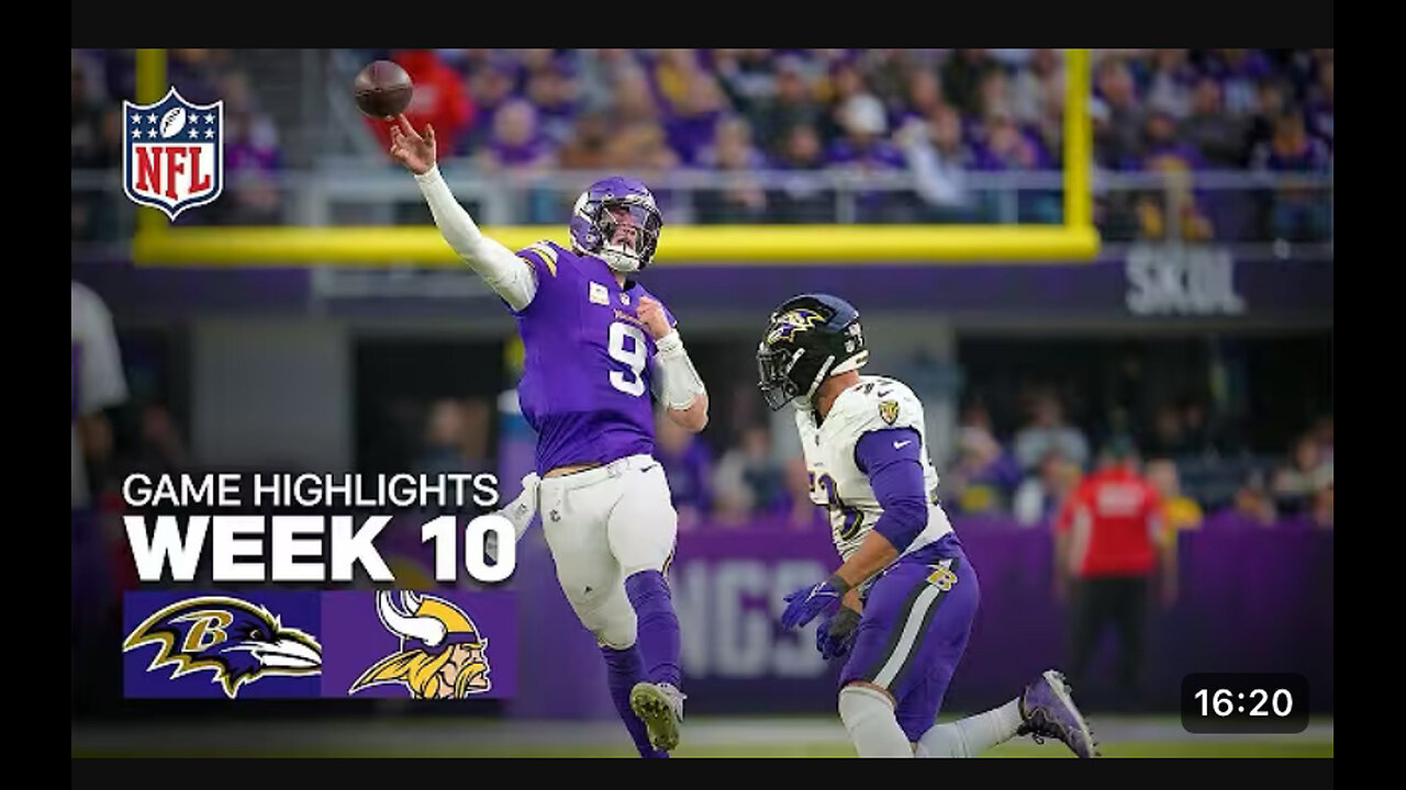 Baltimore Ravens VS Minnesota Minnesota Vikings week 10 highlights