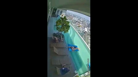 CCTV footage from the recent earthquake in Bangkok, Thailand at rooftop pool