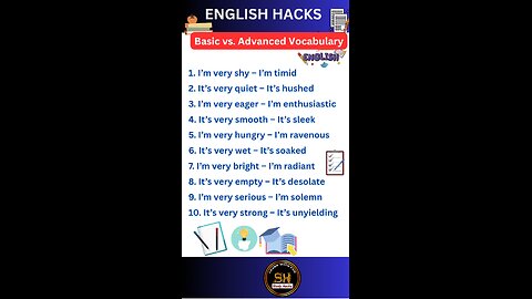 Basic 🆚 Advance daily use vocabulary you must know 04 #studyhacks123 #vocabulary #english #shorts