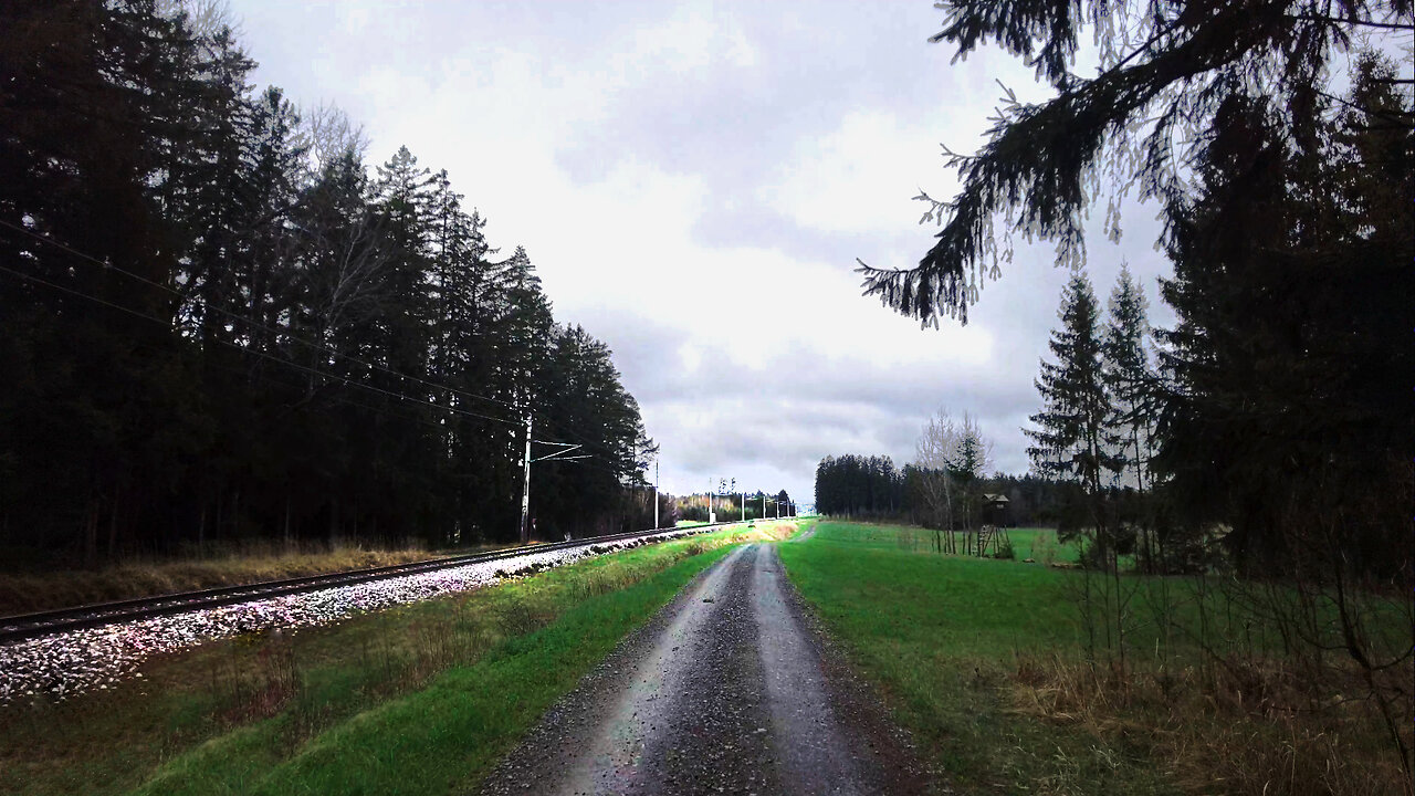 The Wind Along The Tracks - Walking Along Train Tracks In Cloudy Weather ASMR