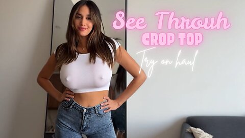 4K White Crop Top with Blue Jeans Short Try on Haul with Amber | See Through!🥵