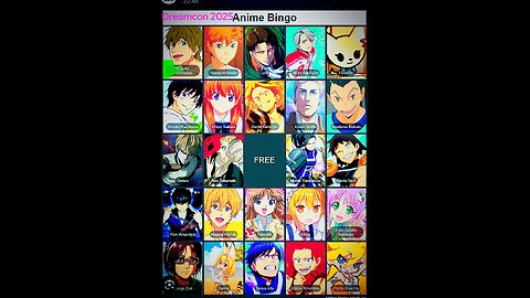DreamCon 2025 Anime Bingo