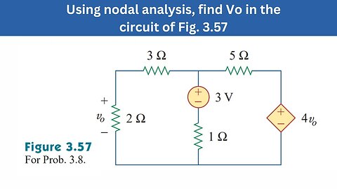 Prob 3.8 | Use nodal analysis to obtain Vo in the circuit of Fig. 3.55 | FEC 4th Edition