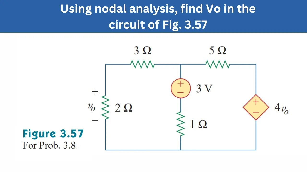 Prob 3.8 | Use nodal analysis to obtain Vo in the circuit of Fig. 3.55 | FEC 4th Edition