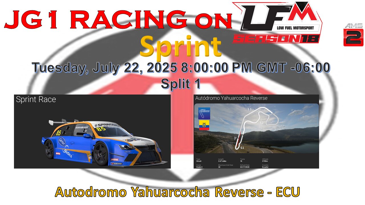 JG1 RACING on LFM - Sprint Race - Autodromo Yahuarcocha Reverse - ECU - Split 1