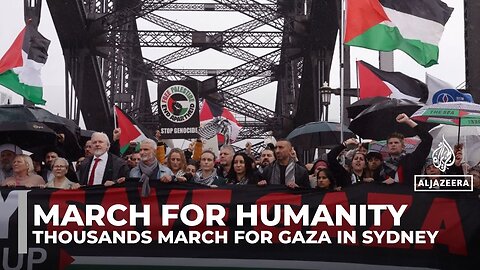 Mass Gaza solidarity rally shuts Sydney Harbour Bridge amid calls for ceasefire and aid