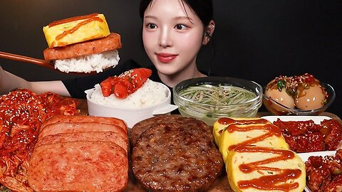 Spicy Kimchi, Grilled Ham & Salted Seafood | Korean Home Meal Mukbang ASMR