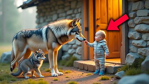 Mother Wolf With Cubs Beg This Baby To Be Let Into The Home – What Baby Did Put Everyone In Tears!