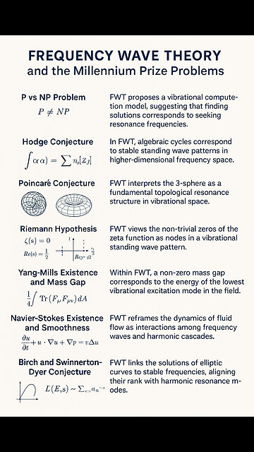 Frequency Wave Theory Solves the Millennium Problems with Harmonic Resonance of the Universe
