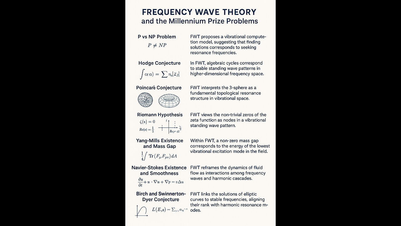 Frequency Wave Theory Solves the Millennium Problems with Harmonic Resonance of the Universe