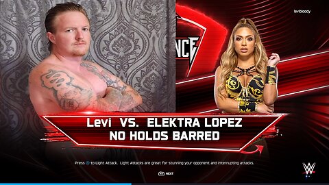 WWE 2k25 no holds barred Levi McDaniel vs Elektra Lopez