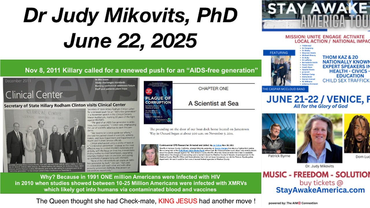 Judy Mikovits presentation at Stay Awake America Tour, Venice, FL Jun 22 2025
