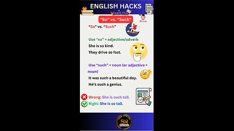 so vs such understand it with example #studyhacks123 #english #grammar #shorts