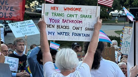 Racist White VA Dem SHOCKS Country Holding Straight-Up JIM CROW Sign To Protest Winsome Earle-Sears