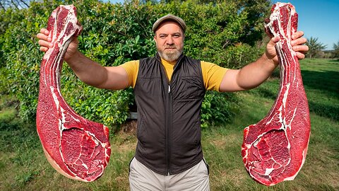 Cooking A Real Long Steak On A Grill!