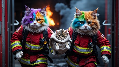When Rainbow Cats Become Firefighters… Things Get EPIC! 🌈🔥🚒