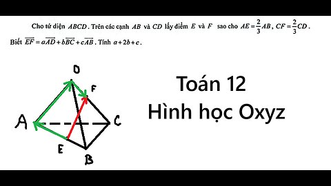 Toán 12: Cho tứ diện ABCD. Trên các cạnh AB và CD lấy điểm E và F sao cho AE = 2/3 AB, CF=2/3 CD