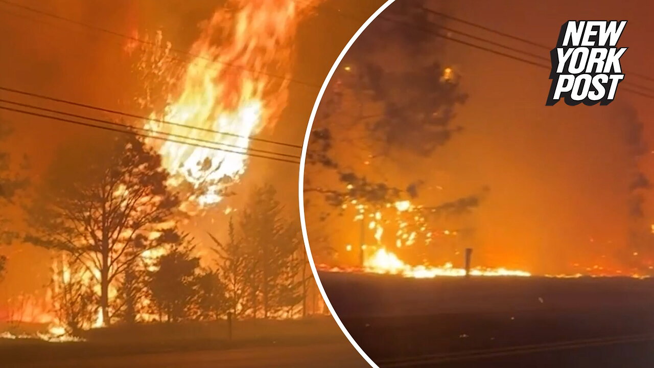 Wildfire rages through New Jersey townships turning sky orange