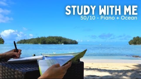 "Study With Me 🌊 50/10 | Piano + Ocean Sounds for Deep Focus"