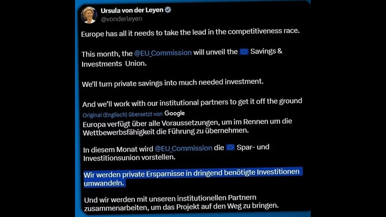 'We'll turn private savings into much needed investment' - Ursula von der Leyen