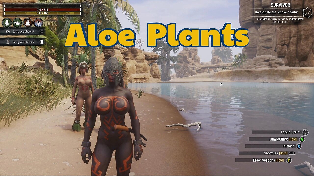 Conan Exiles naked Beginners guide Aloe Plants location and use Busty boobs #conanExiles