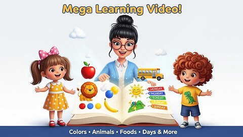 “Mega Learning Video! Colors, Animals, Foods, Days & Everything Kids Need”