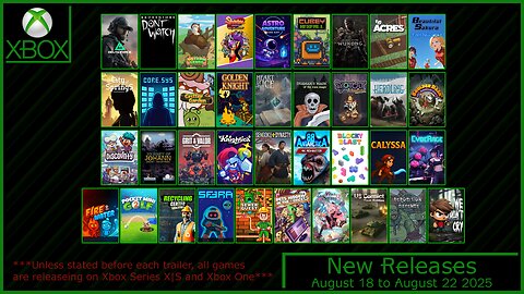 New Xbox Games for August 18 to August 22 2025