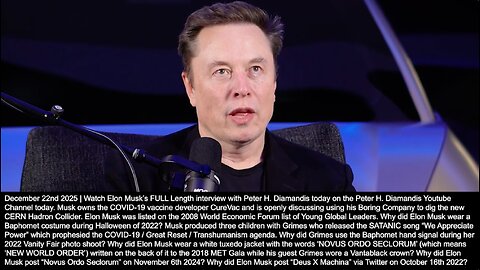 Universal High Income | "Be Careful for What You Wish For Because You Might Get It. The (Artificial) Intelligence Will Be Quite Interested In Preserving Itself...I Just Took a Photo of You...No Context Image (Recognition)" - Musk (12/22/25)