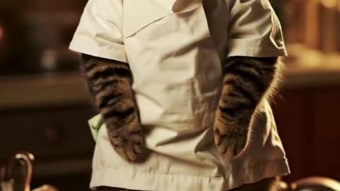 Chef Cat Makes a Mess in the Kitchen
