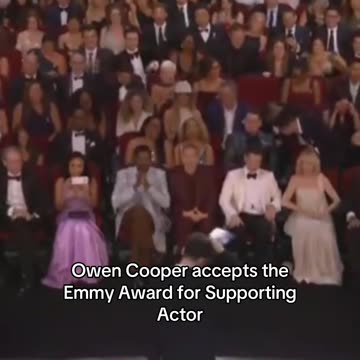 Owen Cooper accepts the Emmy Award for Supporting Actor