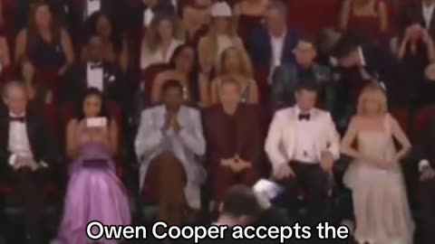Owen Cooper accepts the Emmy Award for Supporting Actor