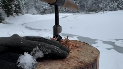 tea on a wood stove on a glasial lake 🧊🌊