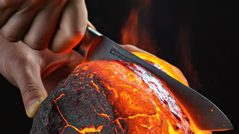 Cutting lava with a knife. ASMR