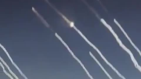 Iranian missiles being launched; a video from an aeroplane near Dubai