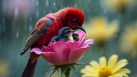 my Tiny friend with baby birds