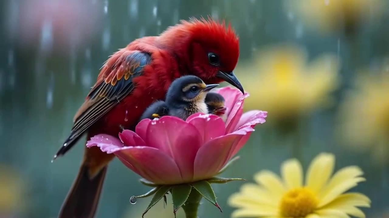 my Tiny friend with baby birds