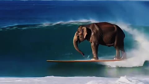 "Unlikely Duo: Giraffe & Elephant’s Floating Fun!"