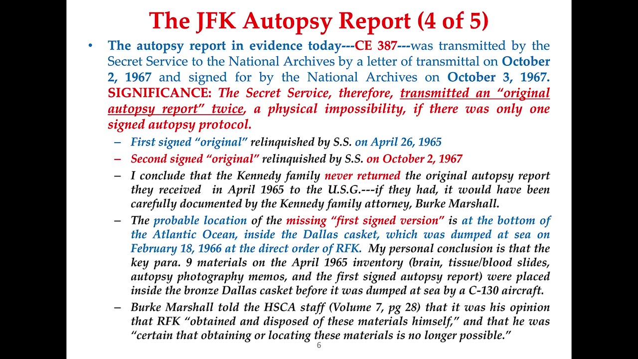 Doug Horne, The Evolving JFK Autopsy Report