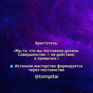 Мы то, что мы постоянно делаем. Совершенство — не действие, а привычка. #shorts @tompitai ​