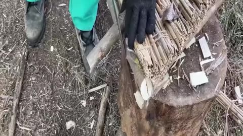 Building an earthen house from reeds Bushkraft in a secret place A warm stove in a cozy home