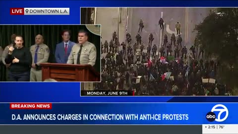 LA District Attorney announces charges being filed in connection with the immigration riots
